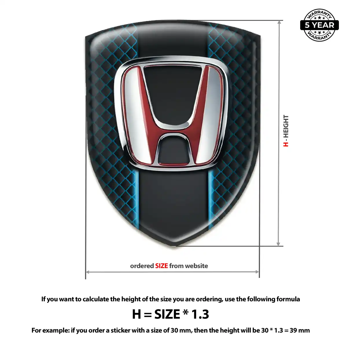 Honda Polyurethane Domed Sticker Interior Elegance