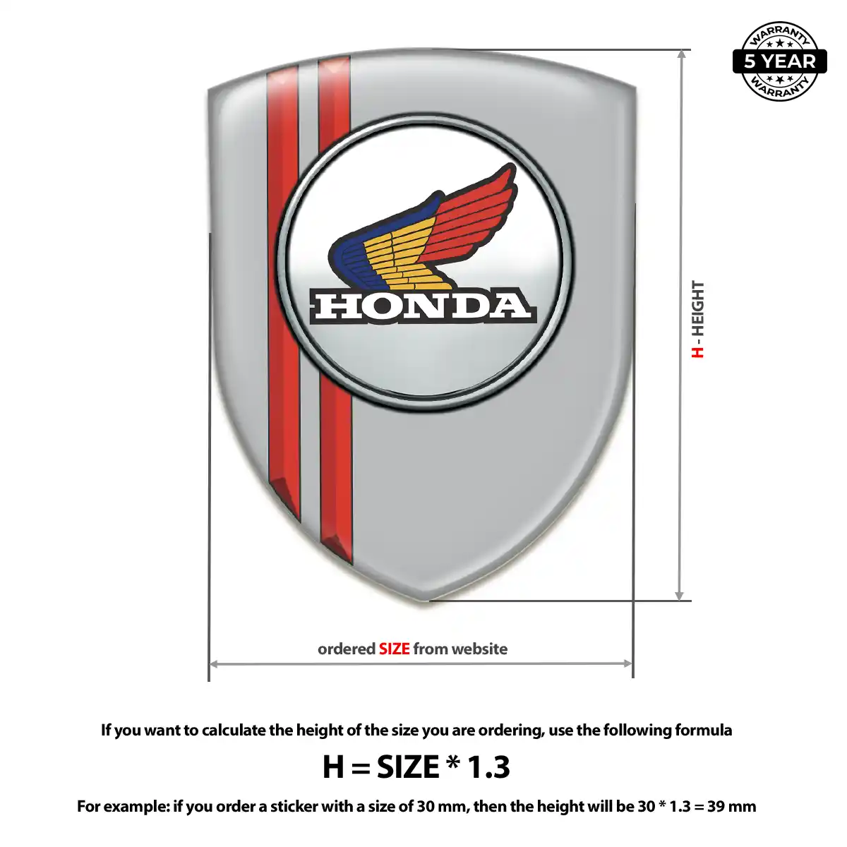 Honda Polyurethane Domed Sticker Interior Luxe