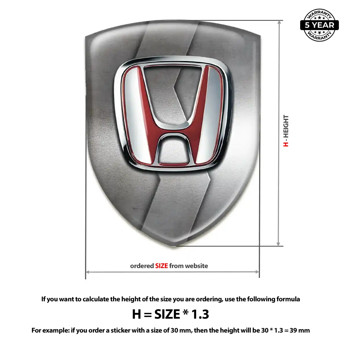 Honda Polyurethane Domed Sticker Opulent Line