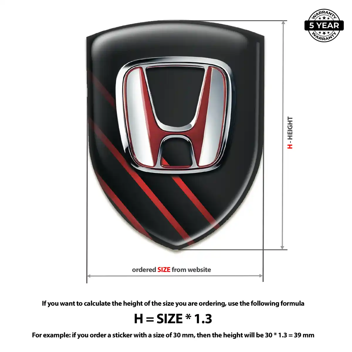 Honda Polyurethane Domed Sticker Premium Dome