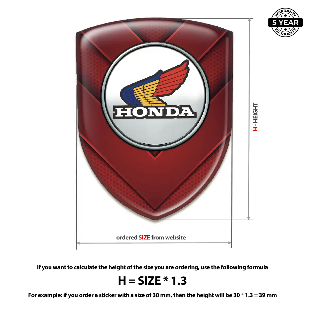 Honda Polyurethane Domed Sticker Prime Quality