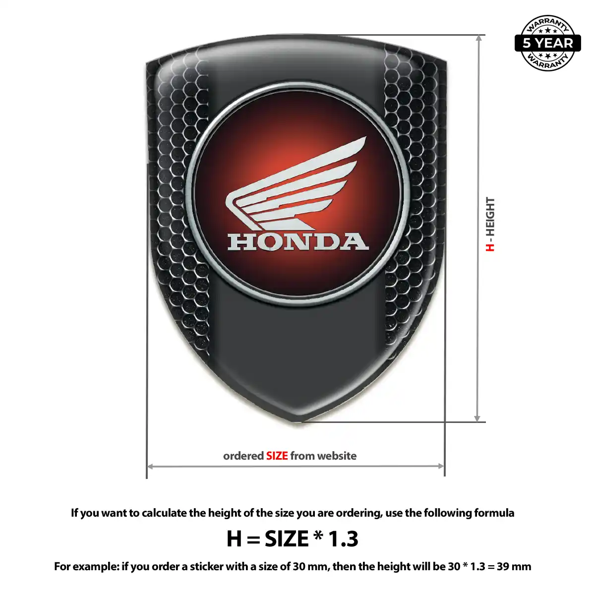 Honda Polyurethane Domed Sticker Resin Elite