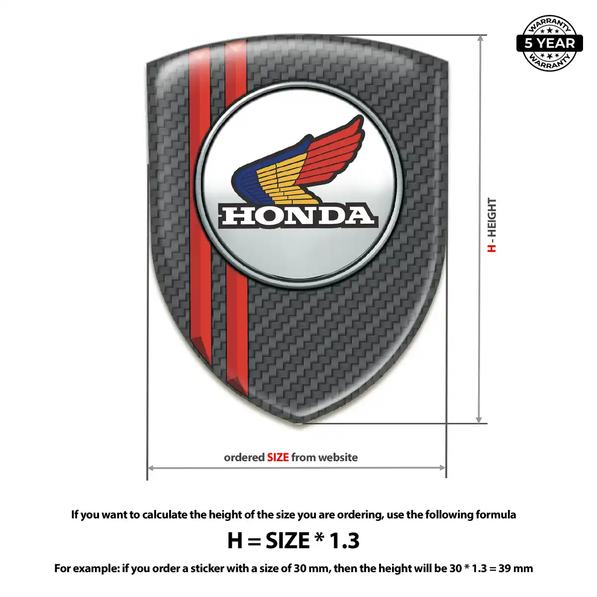 Honda Polyurethane Domed Sticker Resin Luxe