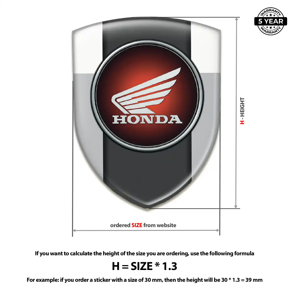 Honda Polyurethane Domed Sticker Signature Grade