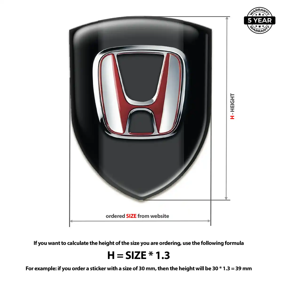 Honda Polyurethane Domed Sticker Sleek Style