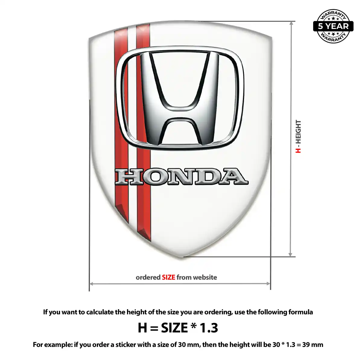 Honda Polyurethane Domed Sticker Superior Craft
