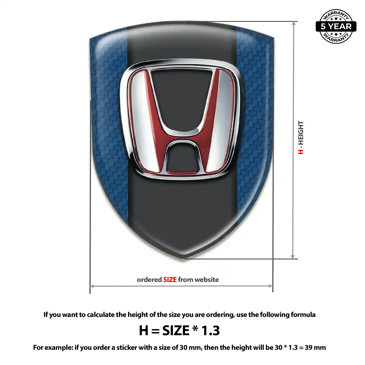 Honda Resin Badge Sticker Elite Finish