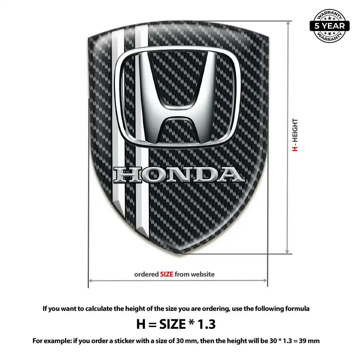 Honda Resin Badge Sticker Premium Dome