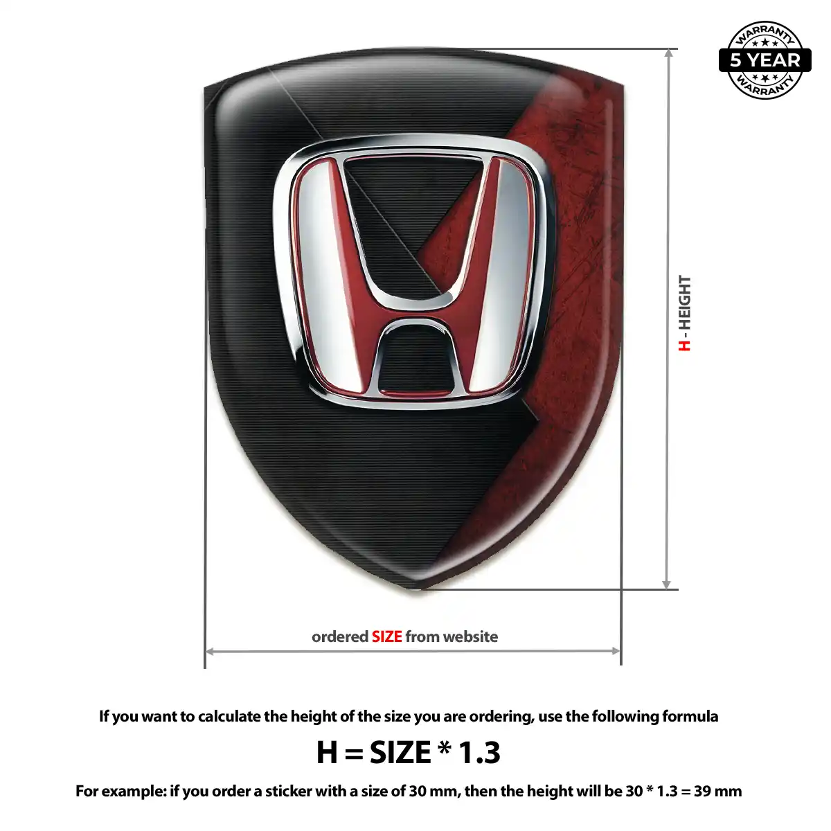 Honda Resin Domed Sticker Elite Finish