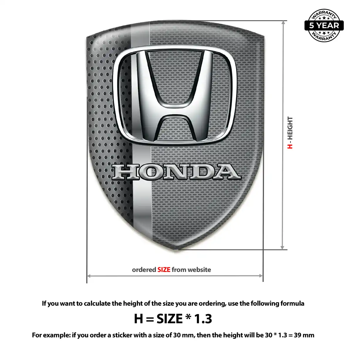 Honda Resin Domed Sticker Exterior Luxe