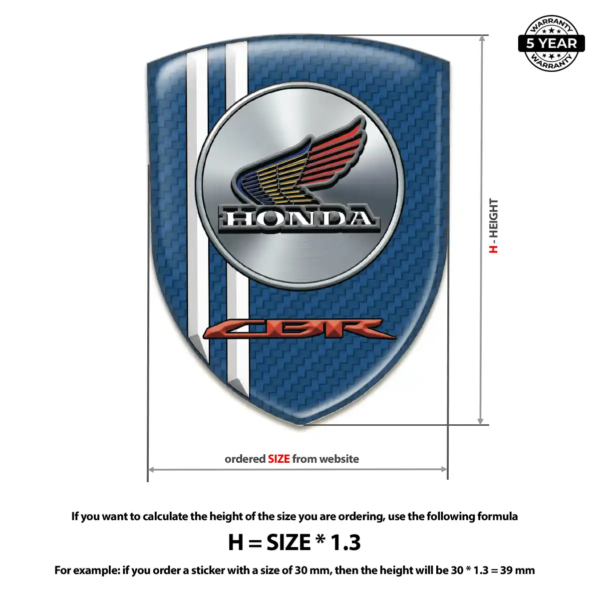 Honda Resin Domed Sticker Outer Style