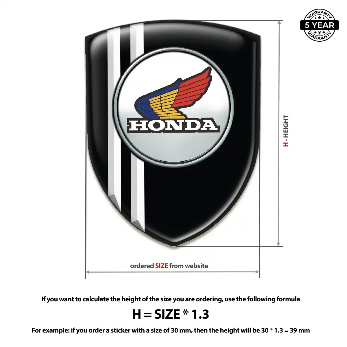 Honda Resin Domed Sticker Prime Quality