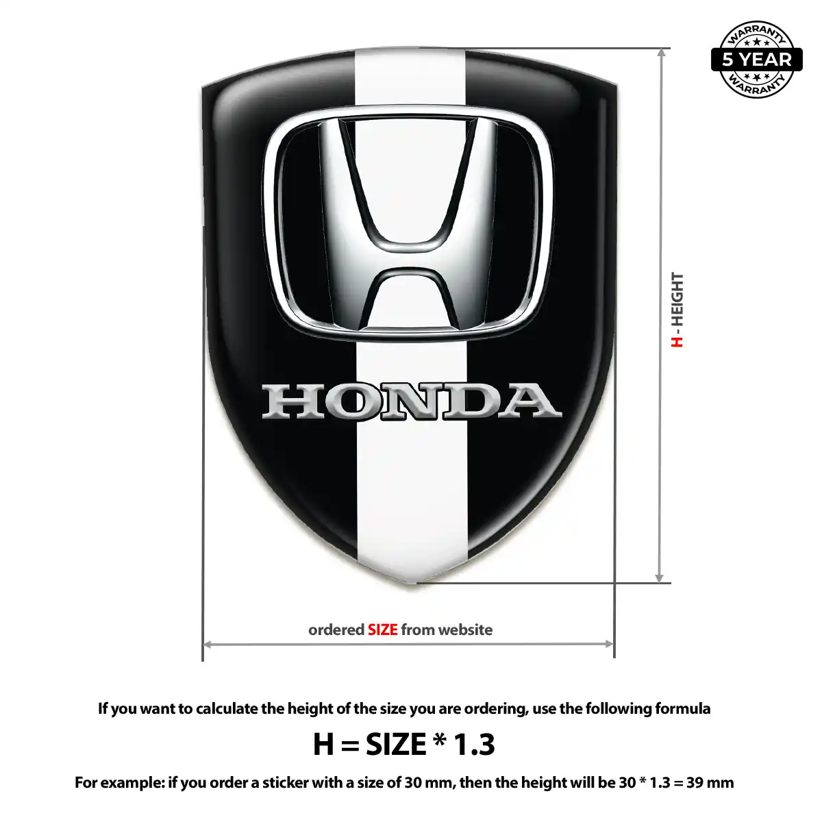 Honda Resin Domed Sticker Resin Elite