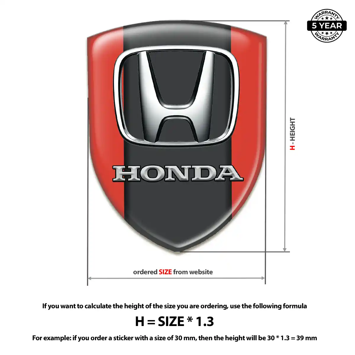 Honda Resin Domed Sticker Resin Luxe