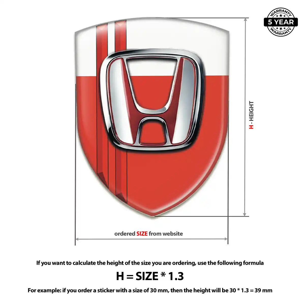 Honda Resin Domed Sticker Sleek Style