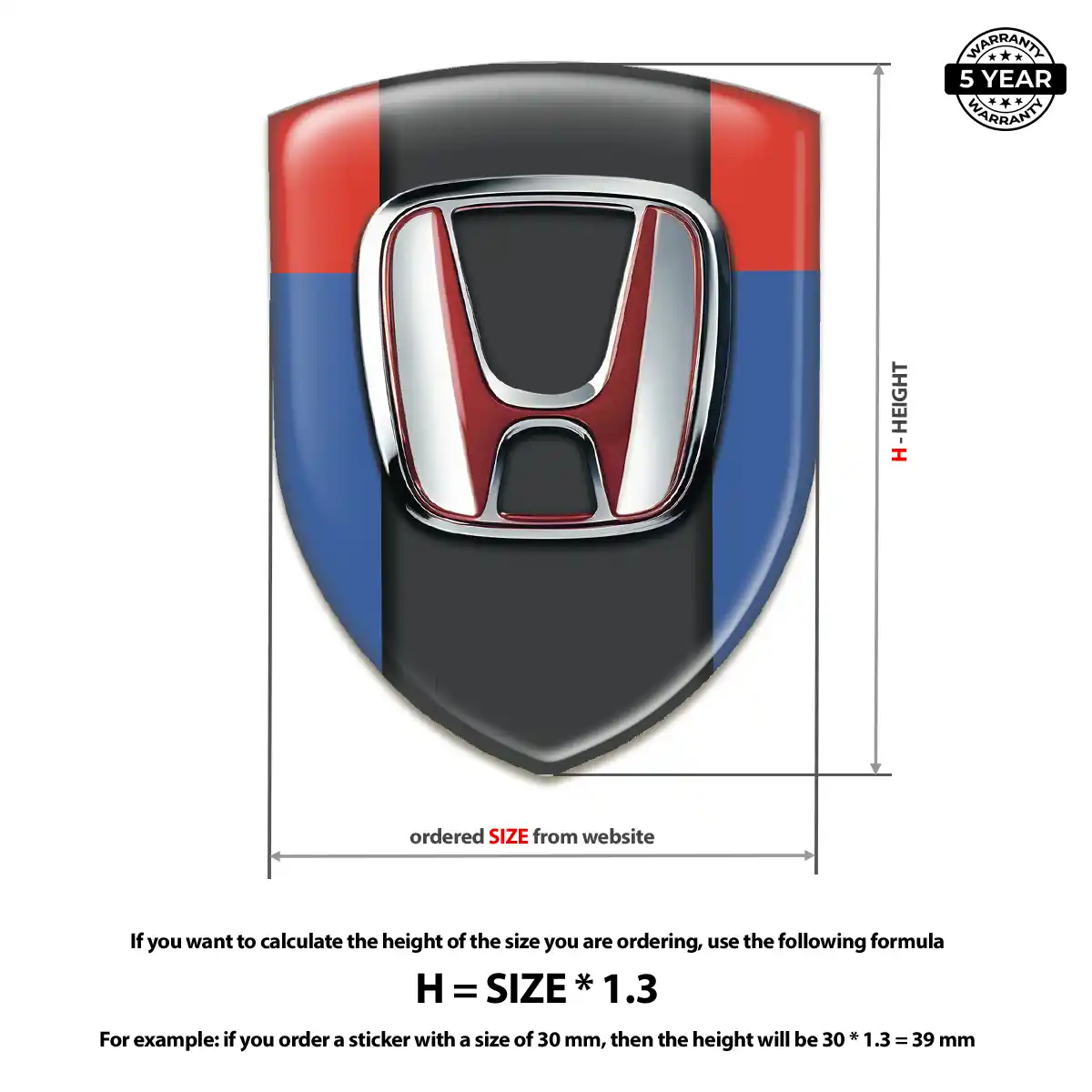 Honda Resin Emblem Sticker Cabin Style