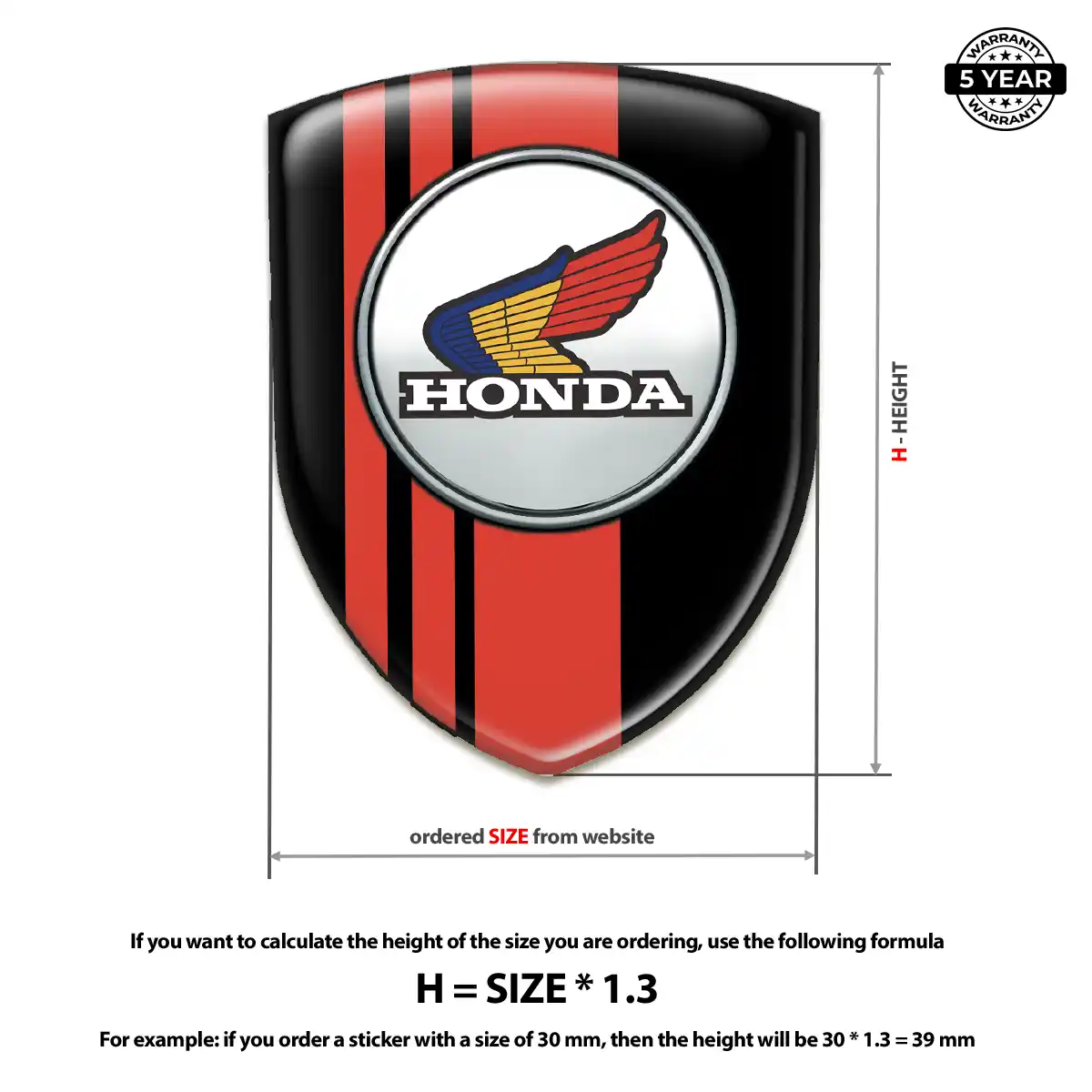 Honda Resin Emblem Sticker Elite Finish