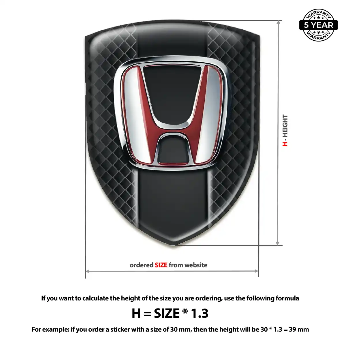 Honda Resin Emblem Sticker Interior Elegance
