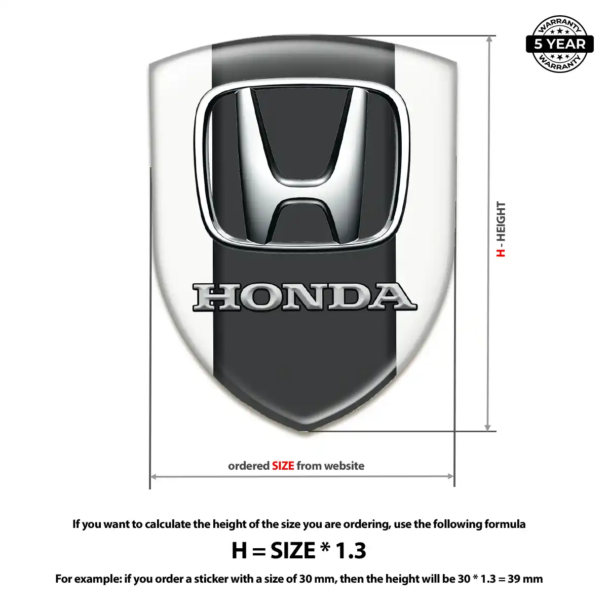 Honda Resin Emblem Sticker Refined Design