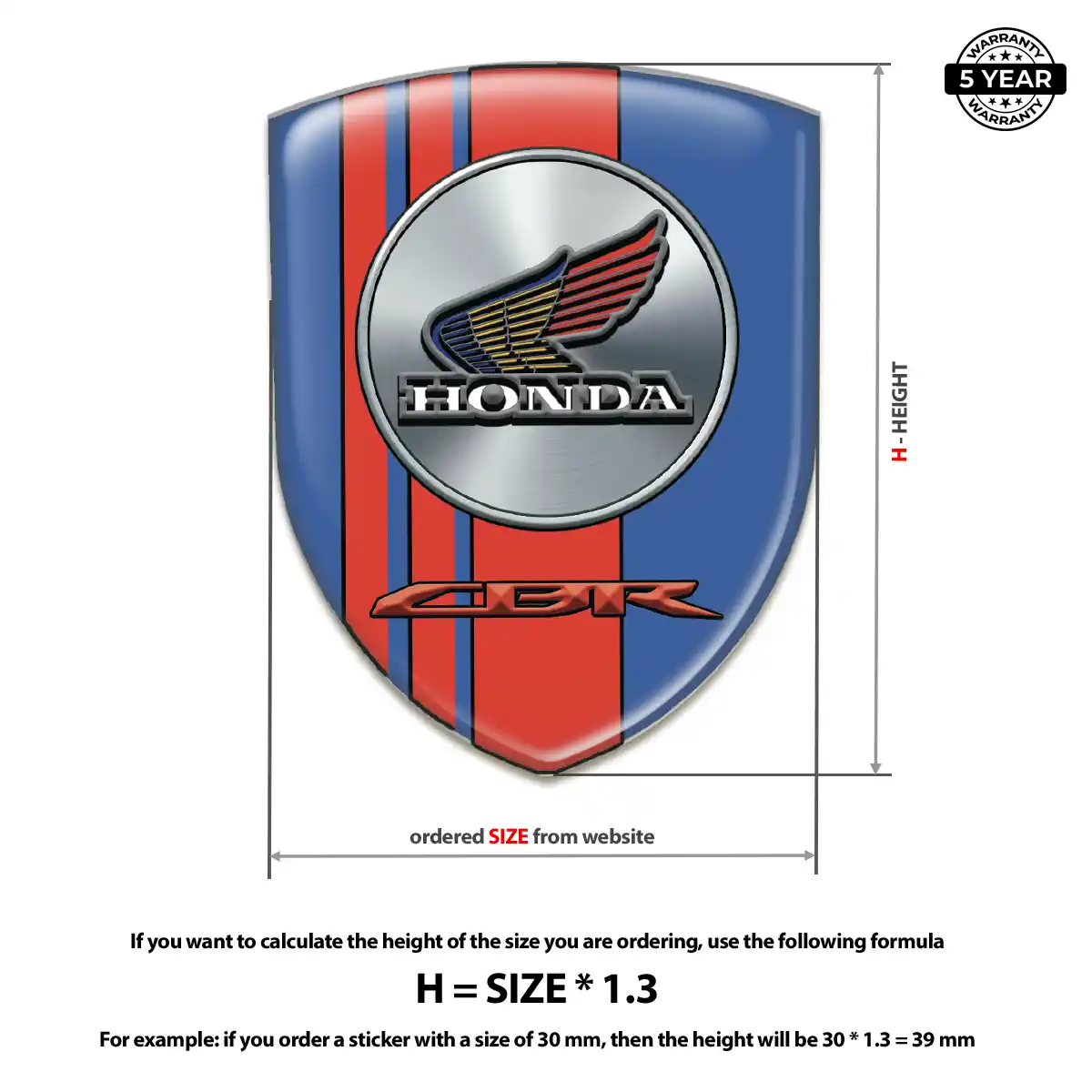Honda Resin Emblem Sticker Superior Craft