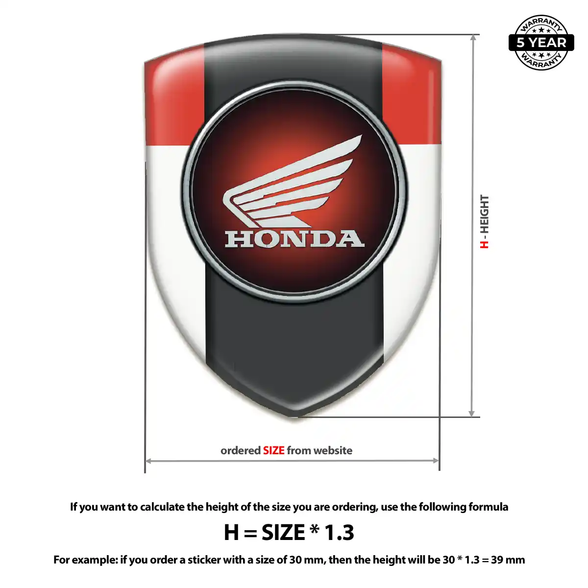 Honda Self Adhesive Emblem Sticker Premium Dome