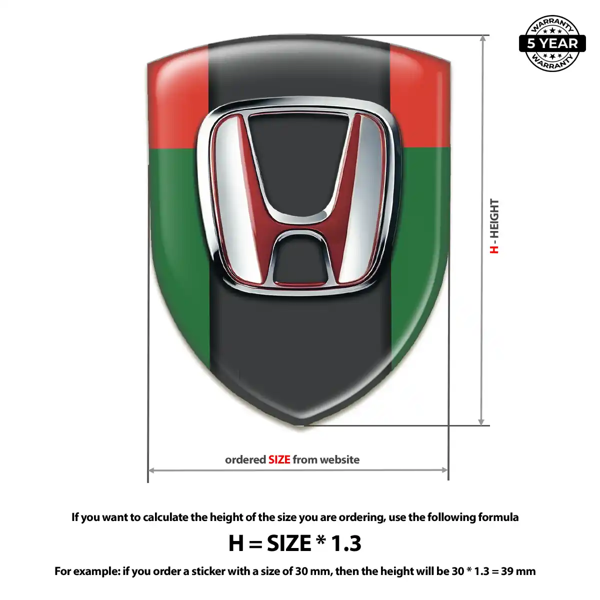 Honda Self Adhesive Emblem Sticker Resin Luxe