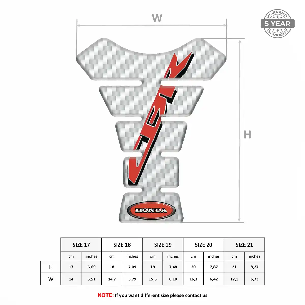 Honda Tank Pad Fuse Motorcycle Elite Finish