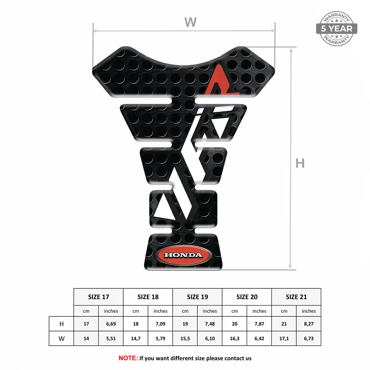 Honda Tank Pads Protector Motorbike Resin Luxe