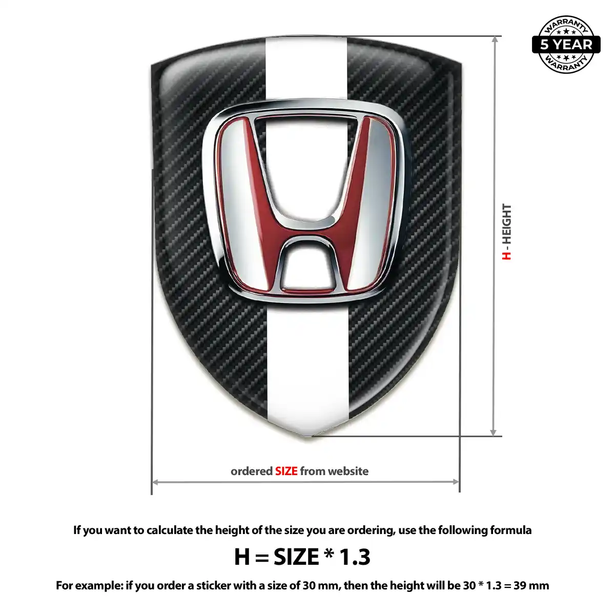 Honda Vehicle Logo Sticker Resin Luxe
