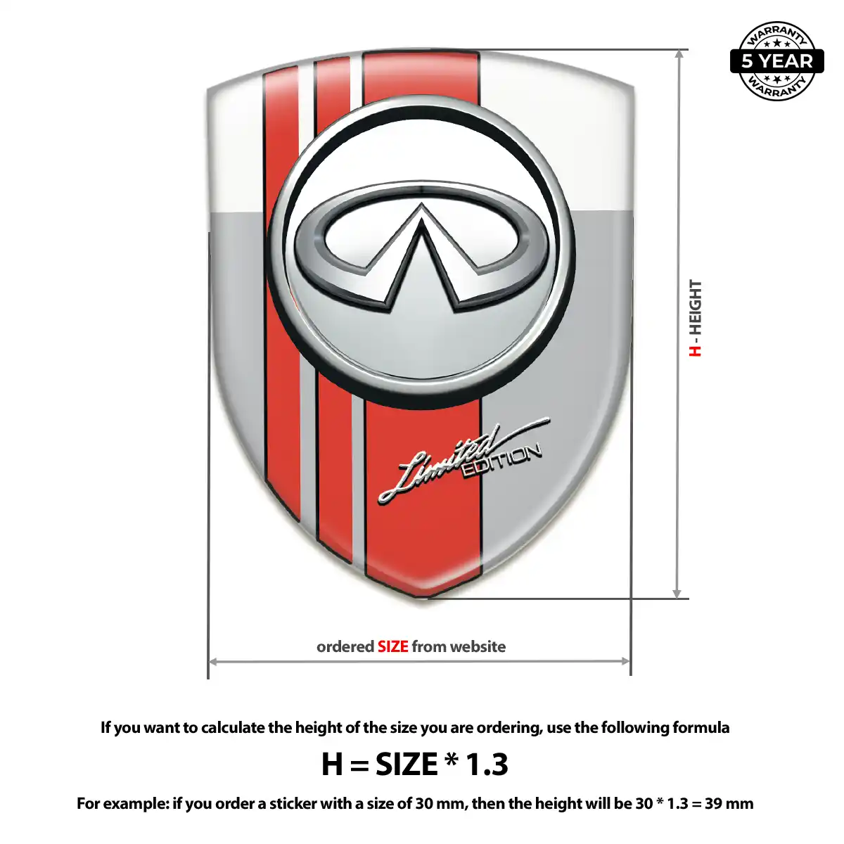 Infiniti Automotive Resin Decal Outer Style
