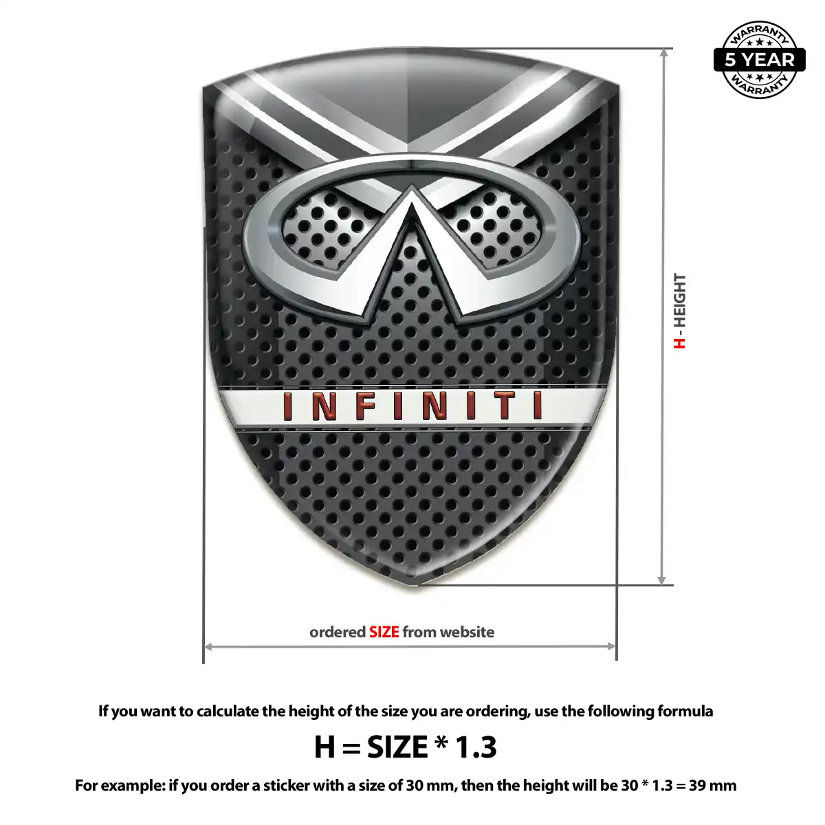 Infiniti Domed Car Sticker Interior Elegance