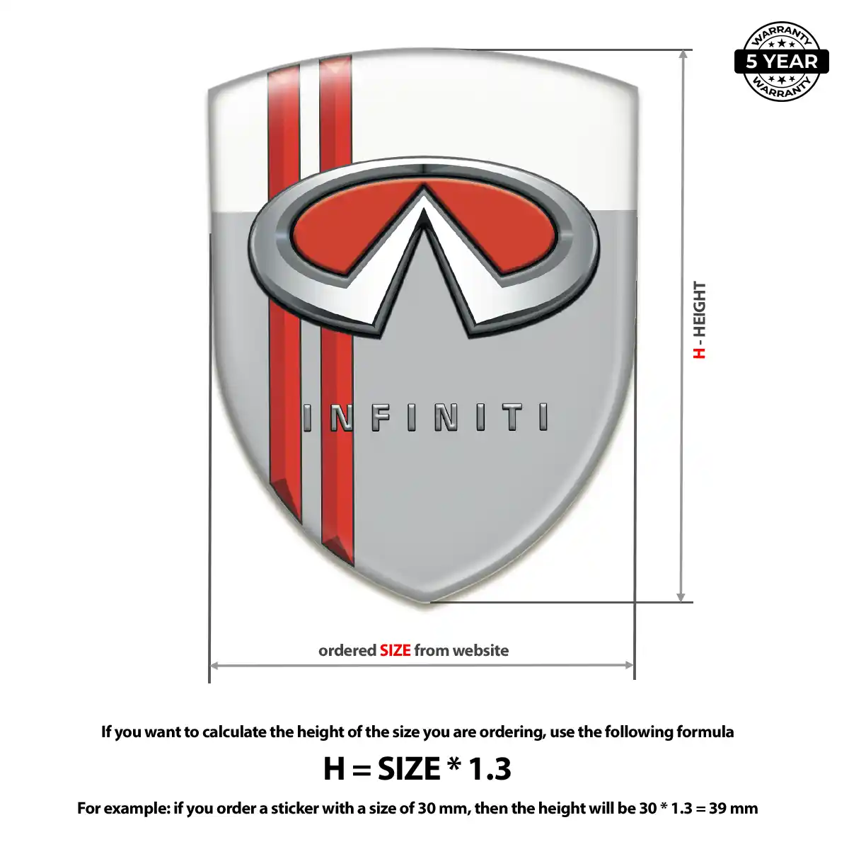 Infiniti Domed Car Sticker Resin Luxe
