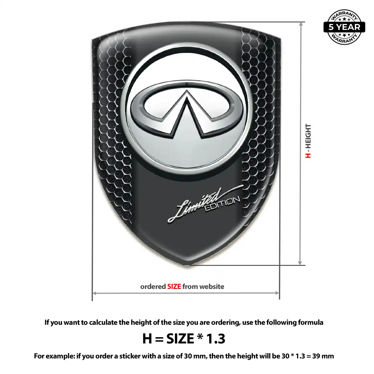 Infiniti Domed Decal Elite Finish