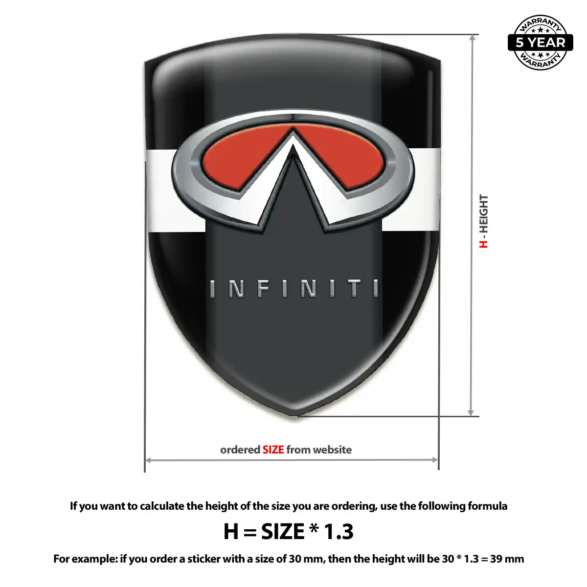 Infiniti Domed Logo Decal Resin Luxe