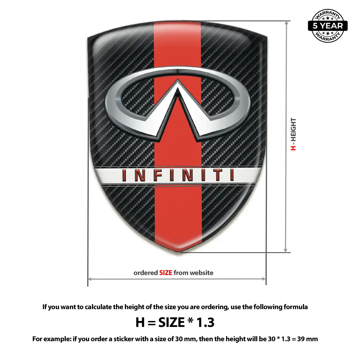 Infiniti Epoxy Domed Sticker Interior Luxe