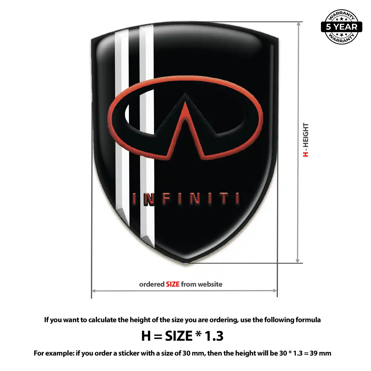 Infiniti Epoxy Domed Sticker Sleek Style