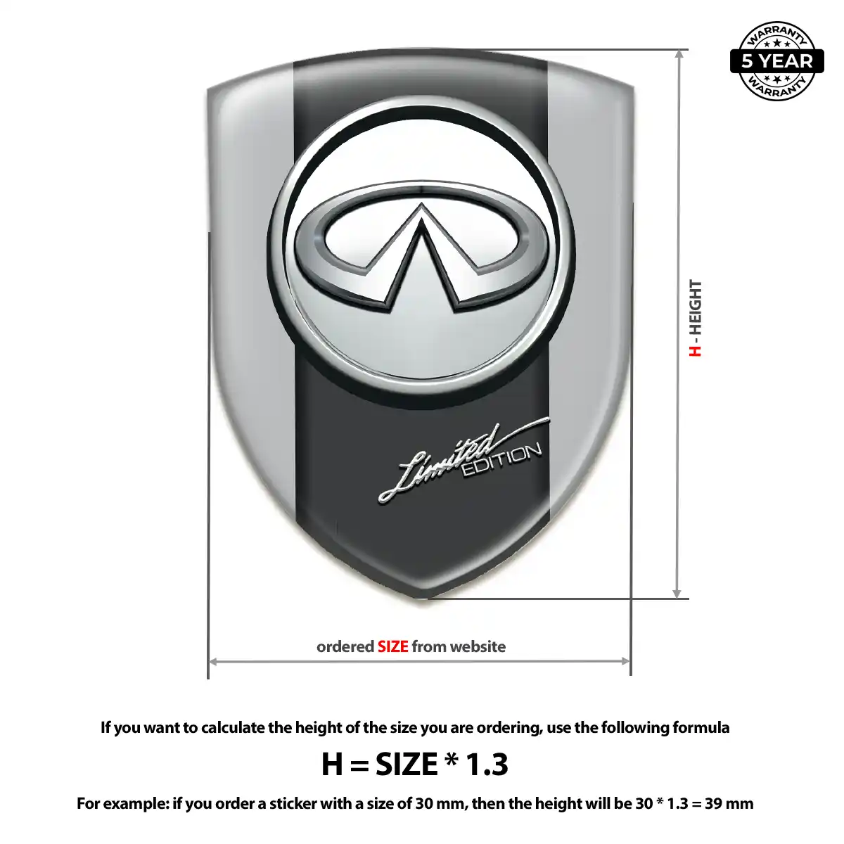 Infiniti Gel Emblem Sticker Elite Finish