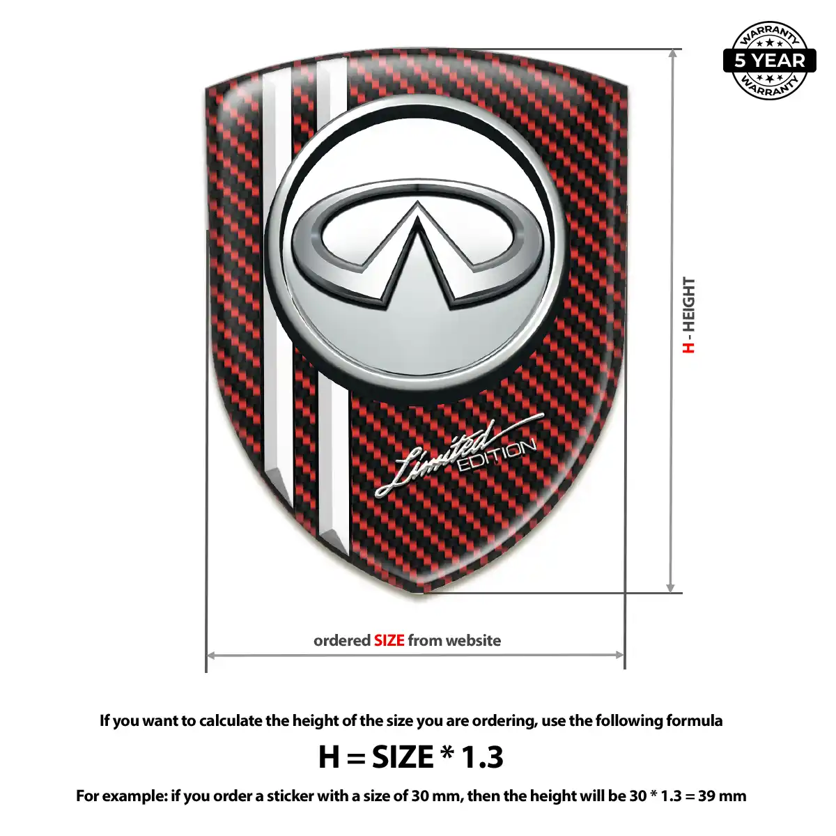 Infiniti Polyurethane Domed Sticker Cabin Style