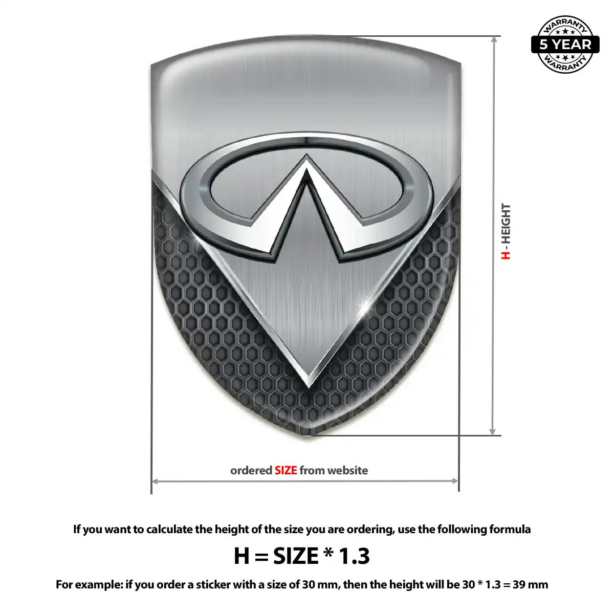Infiniti Polyurethane Domed Sticker Elite Finish