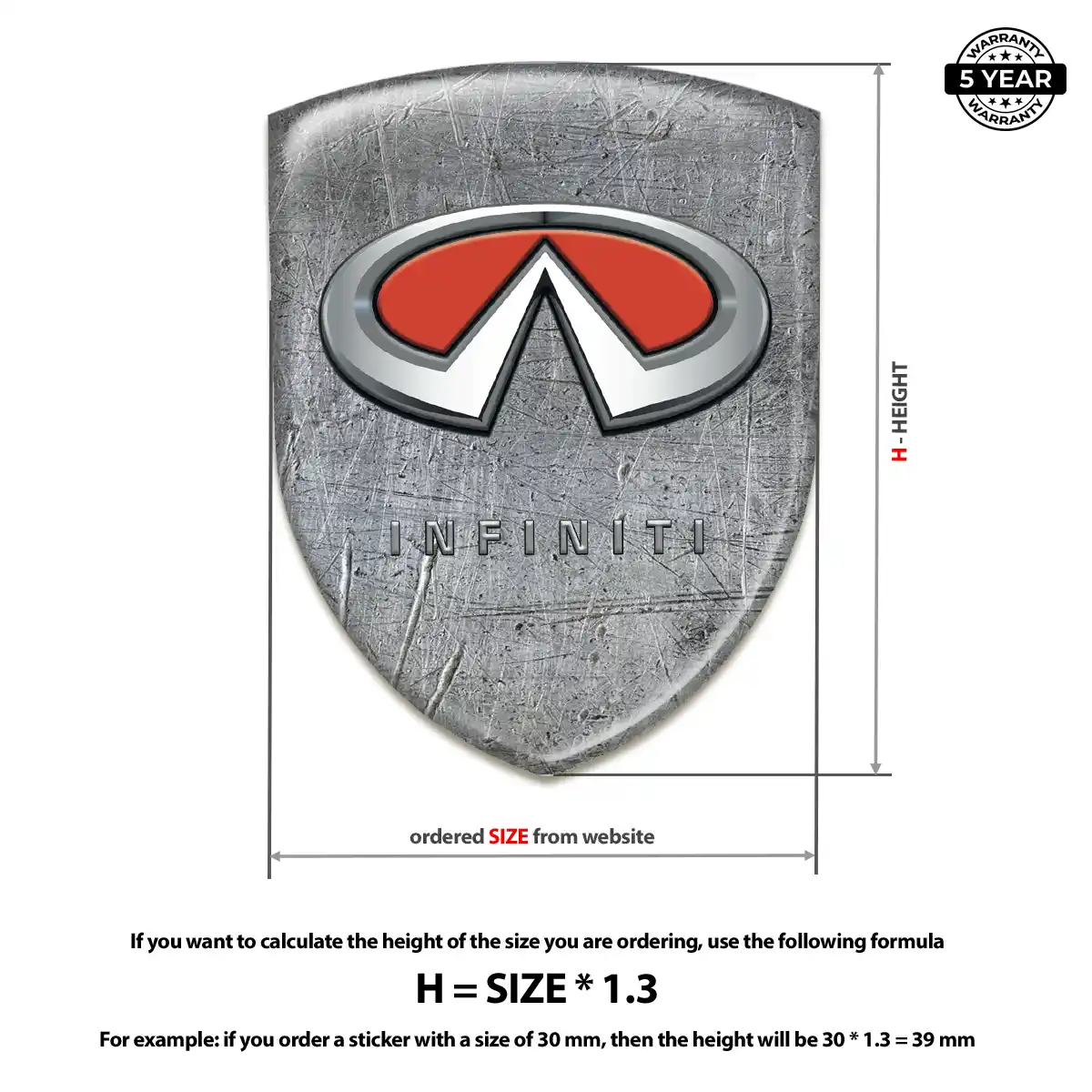 Infiniti Polyurethane Domed Sticker Exterior Luxe