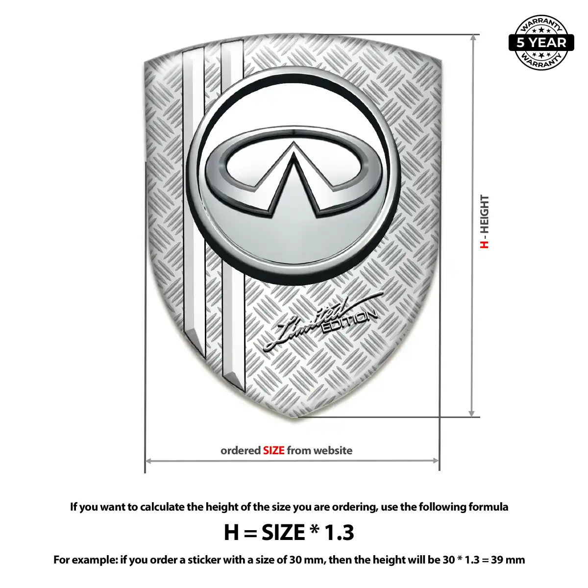 Infiniti Polyurethane Domed Sticker Interior Elegance