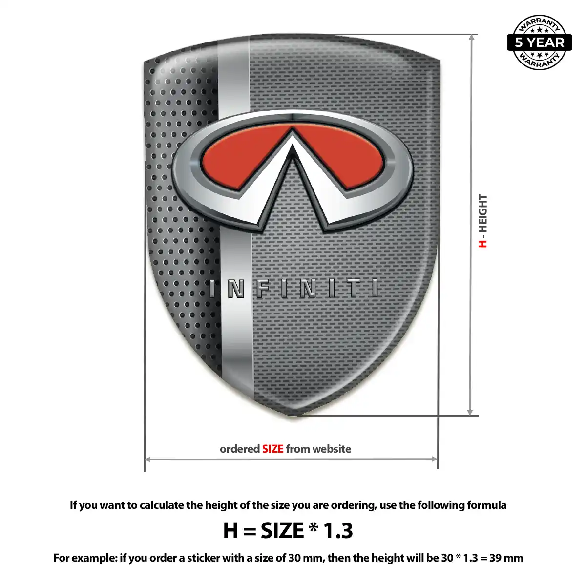 Infiniti Polyurethane Domed Sticker Interior Luxe