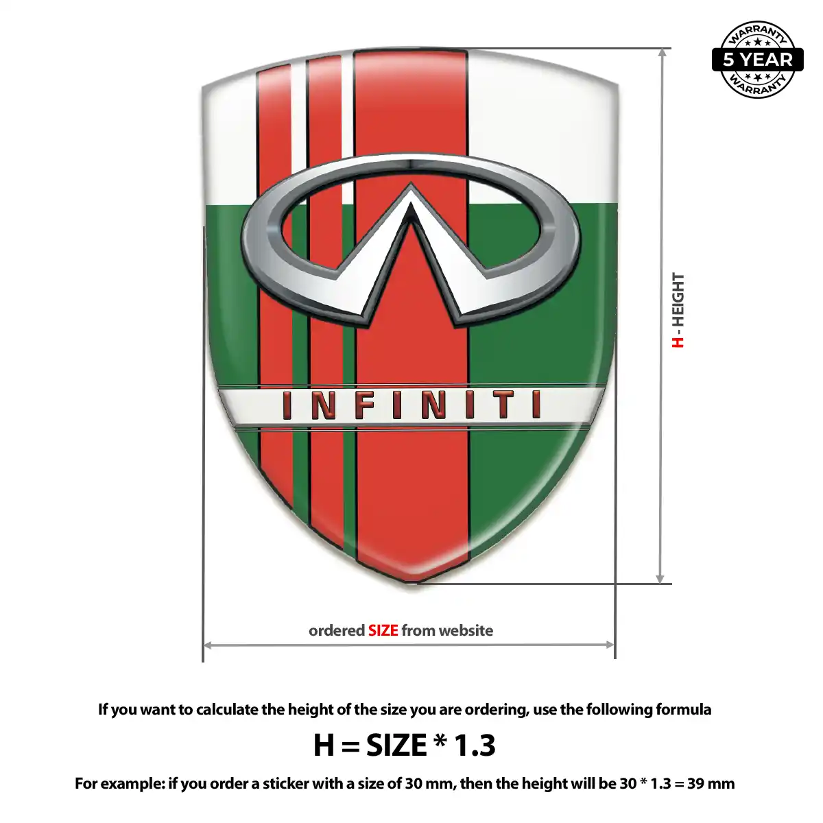 Infiniti Polyurethane Domed Sticker Outer Style