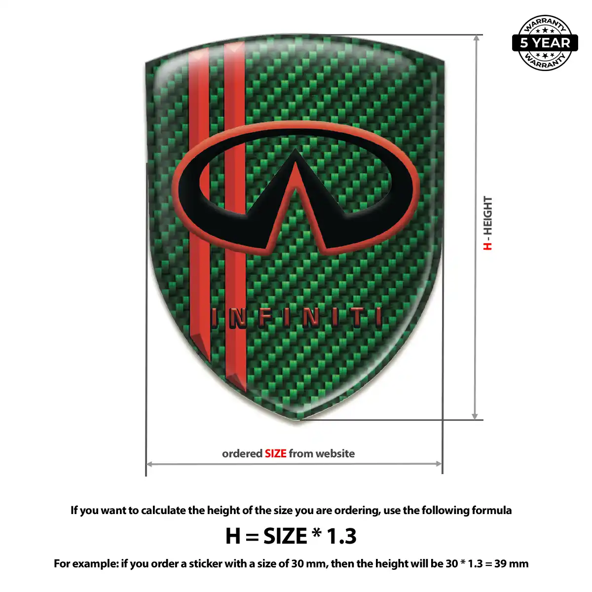 Infiniti Polyurethane Domed Sticker Refined Design