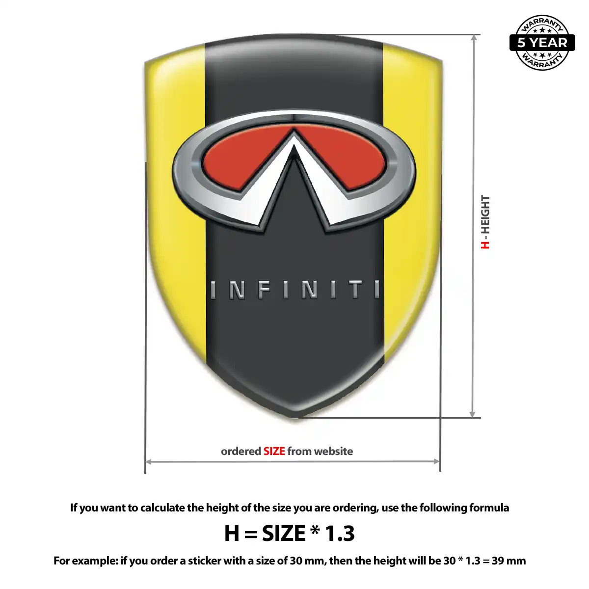 Infiniti Polyurethane Domed Sticker Sleek Style