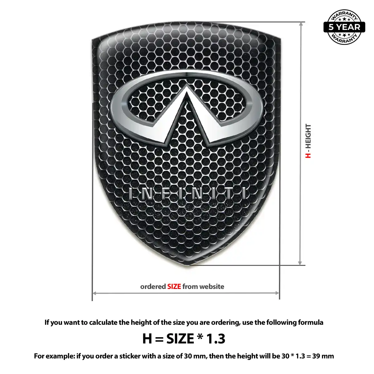 Infiniti Resin Badge Sticker Premium Dome