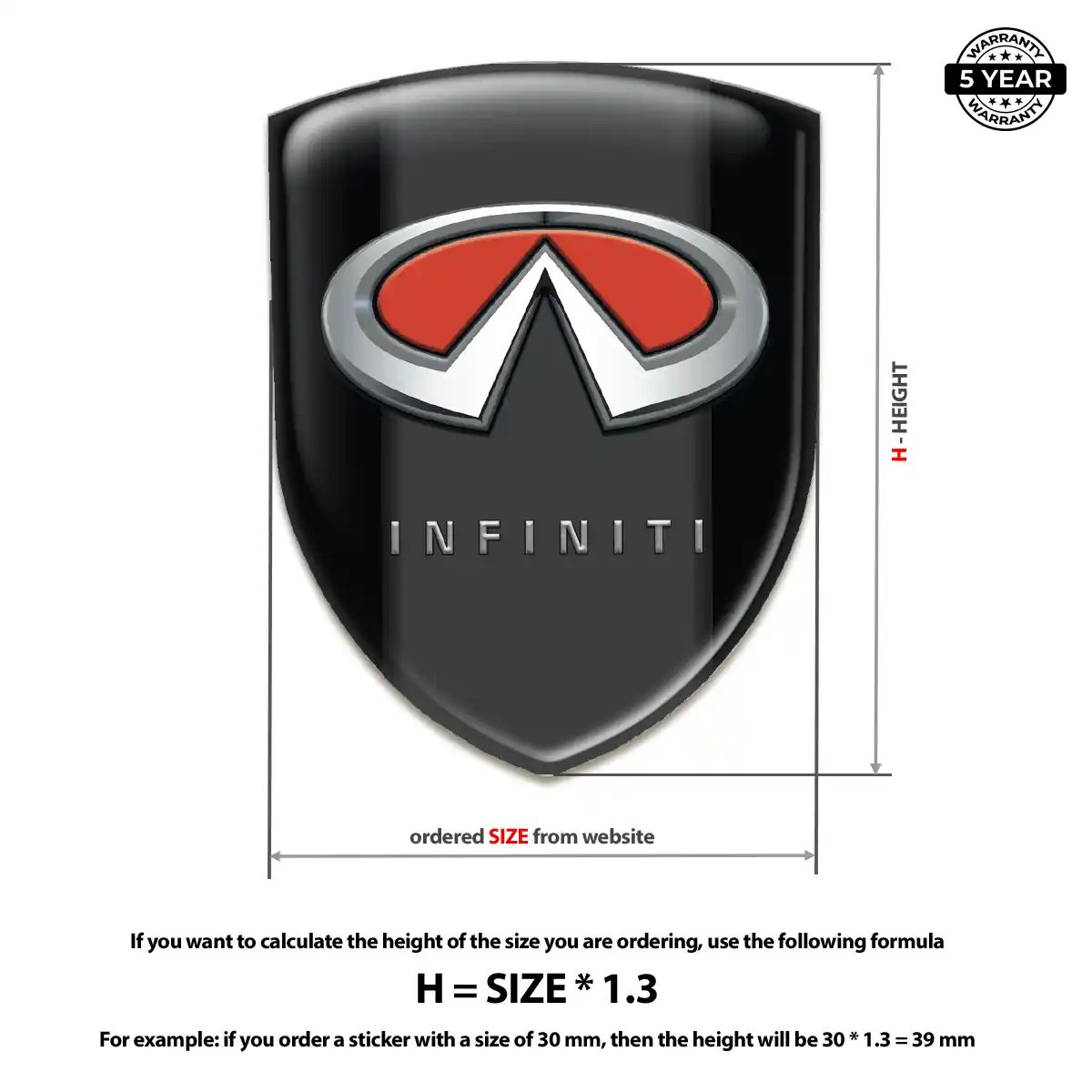 Infiniti Resin Domed Sticker Elite Finish