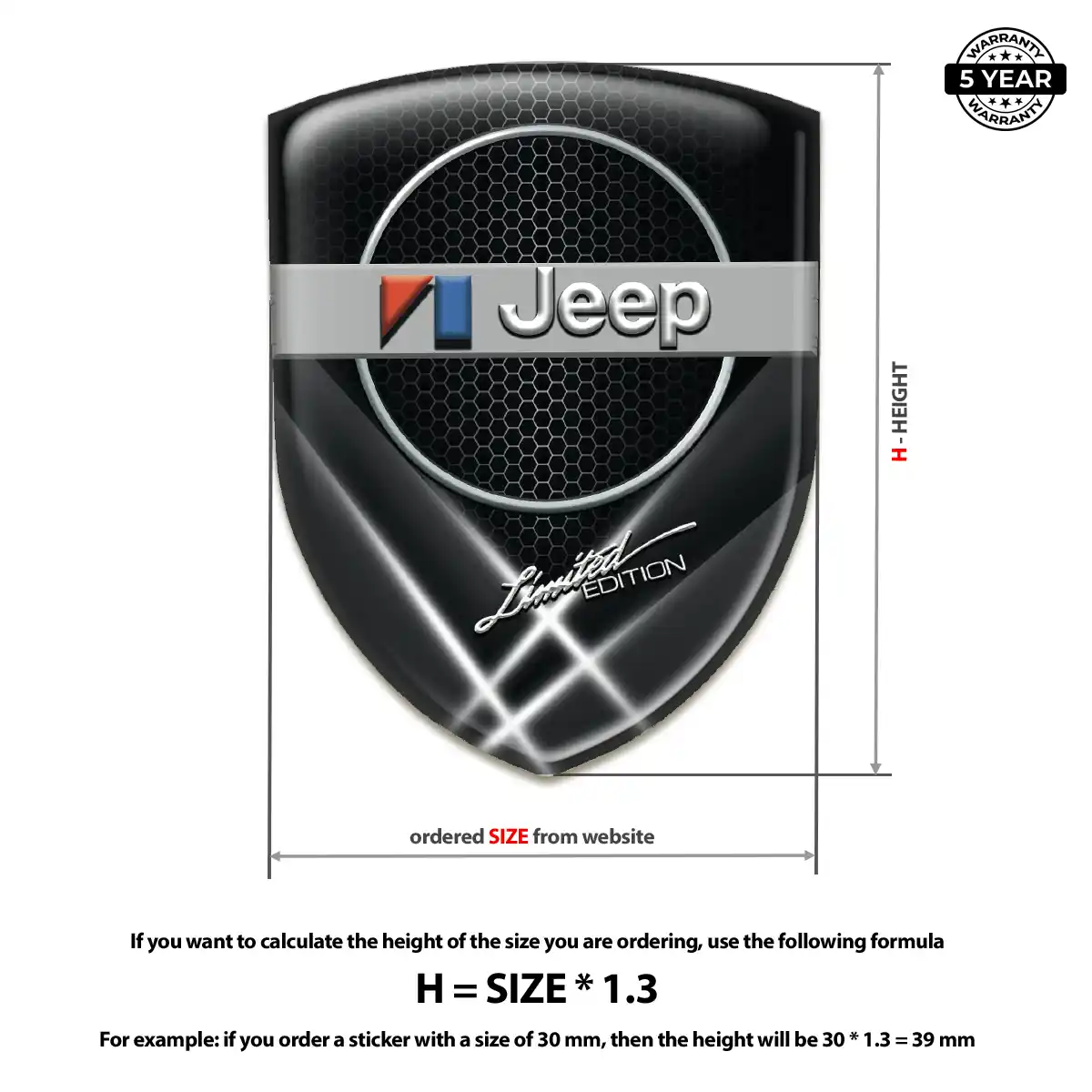 Jeep 3D Domed Sticker Resin Luxe