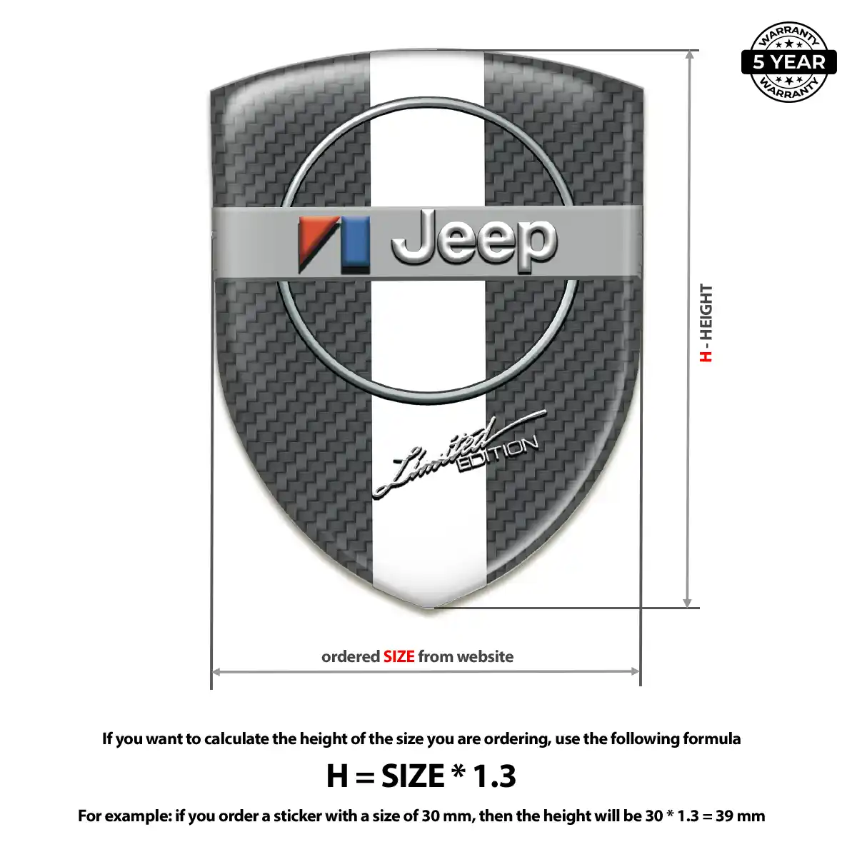 Jeep Domed Car Sticker Interior Elegance