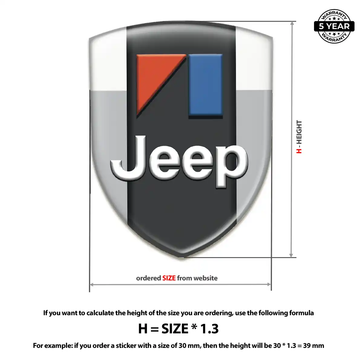 Jeep Domed Car Sticker Interior Luxe
